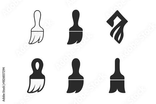 Brush Stroke Logos. Brush strokes. Icon set. Set Logo of brush strokes: paint palette. harmonious logo variations of the same emblematic concept (Stylized