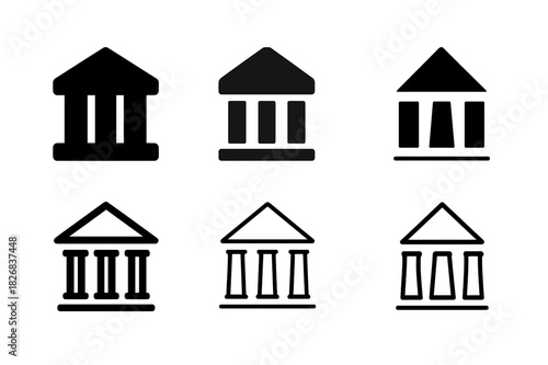 Heritage Building Icon Set. Cultural experience. Icon set. Set Logo of cultural experience: heritage building icon. harmonious logo variations of the same