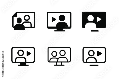 Remote Learning Icons. Remote education access. Icon set. Set Logo of Remote education access: Satellite and book. harmonious logo variations of the same