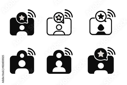 Influencer Trend Icons. The Role of Influencers in Shaping Internet Trends. Icon set. Set Logo of The Role of Influencers in Shaping Internet Trends: Live