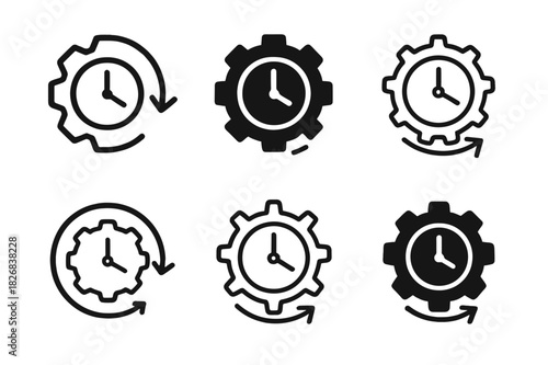 Goal Reflection Icons. Reflecting on Your Goals and Adjusting Your Schedule as Needed. Icon set. Set Logo of Reflecting on Your Goals and Adjusting Your