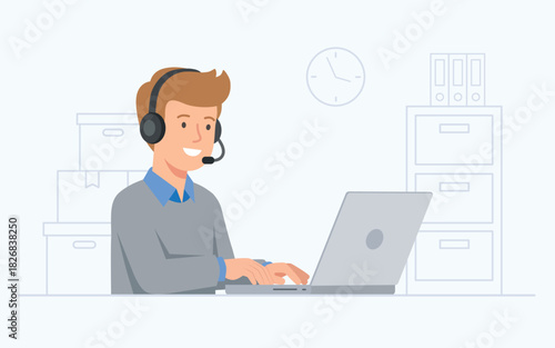 Male remote customer support agent