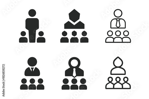 Human Resources Icons. Human resources. Icon set. Set Logo of human resources: leadership figure. harmonious logo variations of the same emblematic concept,