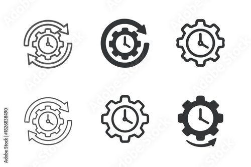 Goal Reflection Icons. Reflecting on Your Goals and Adjusting Your Schedule as Needed. Icon set. Set Logo of Reflecting on Your Goals and Adjusting Your