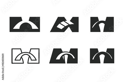 Organizational Change Logos. Managing organizational change and transformation. Icon set. Set Logo of managing organizational change and transformation: bridge