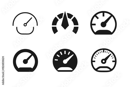Driving Icon Variations. Driving. Icon set. Set Logo of Driving: Speedometer. harmonious logo variations of the same emblematic concept, each with different
