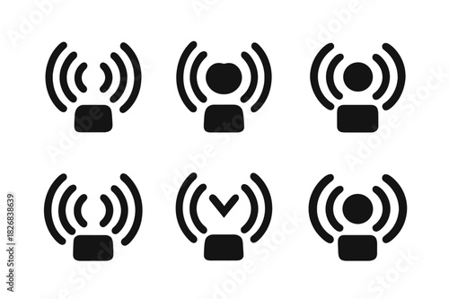 Live Transmission Logos. Transmitting live. Icon set. Set Logo of transmitting live: live signal waves. harmonious logo variations of the same emblematic