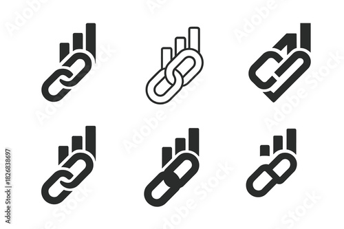 Networking Logo Variations. Networking for success. Icon set. Set Logo of networking: success-linked chain. harmonious logo variations of the same emblematic
