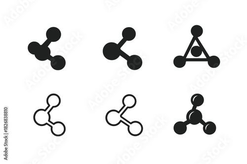 Molecule Logo Variations. Molecules. Icon set. Set Logo of molecules: stylized biomolecule. harmonious logo variations of the same emblematic concept, each