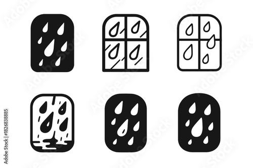 Melancholy Logo Variations. Melancholy. Icon set. Set Logo of Melancholy: rainy windowpane pattern. harmonious logo variations of the same emblematic concept,