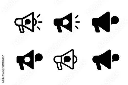 Customer Feedback Icons. The role of customer feedback in shaping marketing strategies. Icon set. Set Logo of megaphone. harmonious logo variations of the same