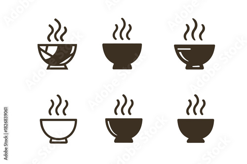 Traditional Cuisine Logos. Food culture and traditional cuisine photography. Icon set. Set Logo of food culture and traditional cuisine photography: steaming