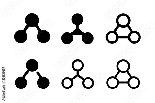 Molecule Logo Variations. Molecules. Icon set. Set Logo of molecules: water molecule symbol (H2O). harmonious logo variations of the same emblematic concept,