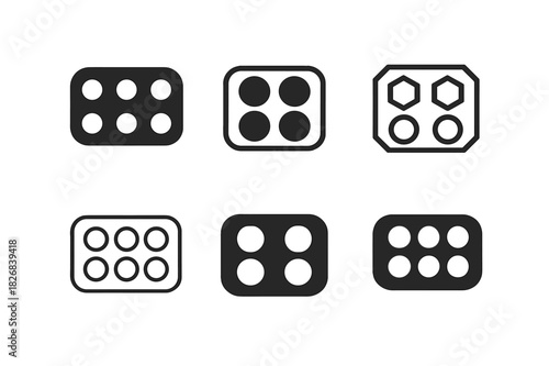 Muffin Tray Icons. Muffin tray. Icon set. Set Logo of muffin tray: baking tray with muffin cups. harmonious logo variations of the same emblematic concept,
