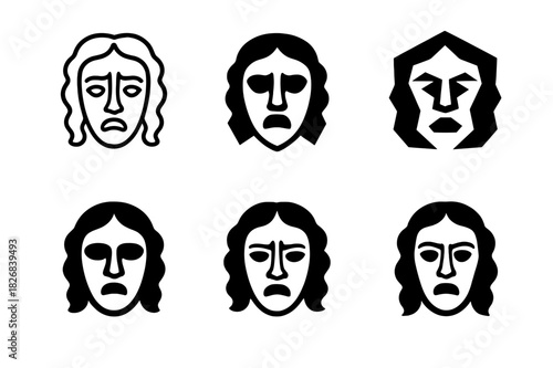 Medea Logo Variations. Medea. Icon set. Set Logo of Medea: Greek temple columns. harmonious logo variations of the same emblematic concept, each with different