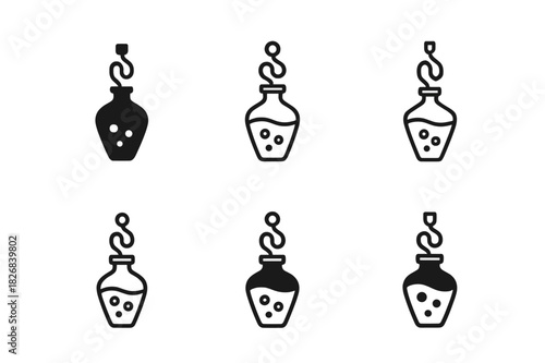 Fermentation Logo Icons. Fermentation process. Icon set. Set Logo of Fermentation process: Brewing icon. harmonious logo variations of the same emblematic
