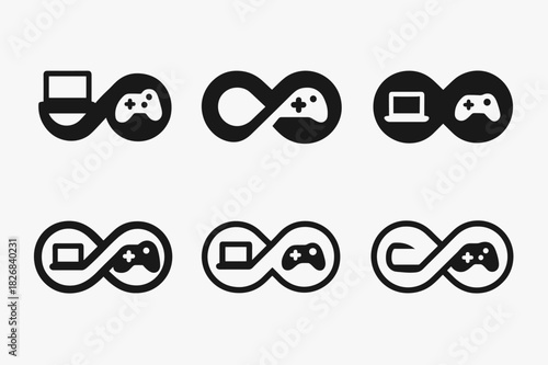 Work-Life Balance Icons. Work-life balance. Icon set. Set Logo of work-life balance: balanced hands holding work and life symbols. harmonious logo variations