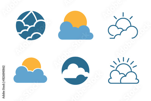 Expanse Logo Variations. expanse. Icon set. Set Logo of expanse: open sky with clouds. harmonious logo variations of the same emblematic concept, each with