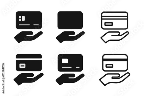 Financial Services Icons. Access to Financial Services. Icon set. Set Logo of Access to Financial Services: Bank Branch. harmonious logo variations of the same