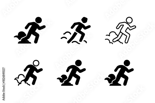Smoke Wave Runners. running through smoke. Icon set. Set Logo of running through smoke: smoke wave lines. harmonious logo variations of the same emblematic