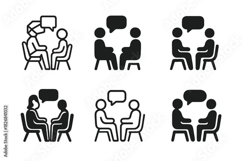 Mental Health Logos. Mental health awareness. Icon set. Set Logo of mental health: therapy session icon. harmonious logo variations of the same emblematic