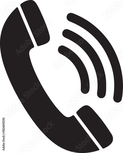 Silhouette of a classic telephone handset with sound waves indicating an incoming call