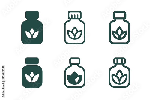 Spa Retreat Logos. Wellness tourism and spa retreats. Icon set. Set Logo of wellness tourism and spa retreats: essential oil bottle. harmonious logo variations