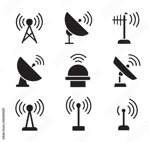 Antena icons set vector