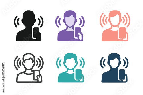 Avatar Influencer Logos. Digital avatars as social media influencers. Icon set. Set Logo of digital influencer: avatar content creation kit. harmonious logo