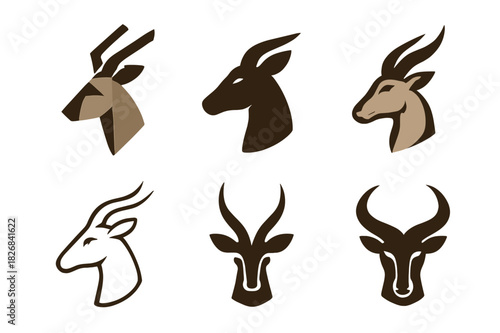 Savanna Animal Logos. savanna animals. Icon set. Set Logo of savanna animals: zebra. harmonious logo variations of the same emblematic concept, each with