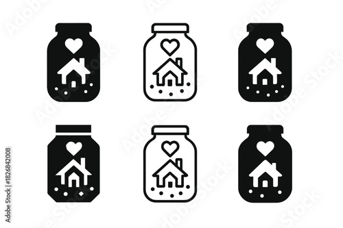 Keepsake Decoration Icons. decorating your home with meaningful keepsakes. Icon set. Set Logo of decorating your home with meaningful keepsakes: decorative