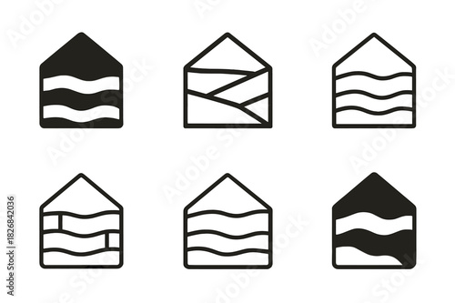 Eco-Friendly Material Logos. alternative building materials for eco-friendly homes. Icon set. Set Logo of alternative building materials for eco-friendly