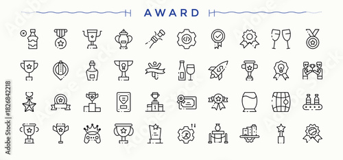 Award icon. Vector icons collection. Trophy icon set. Includes symbols for championship, prize, rank, cup, trophy and more.