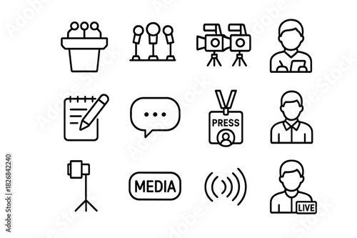 Press Conference Icons. Beer mug. Icon set. Set Logo of beer mug: Oktoberfest celebration. harmonious logo variations of the same emblematic concept, each with