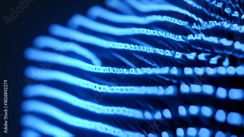 Abstract blue illumination with wave-like forms, possibly digital or futuristic