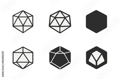 Geometric Logo Variations. New awareness. Icon set. Set Logo of magnifying glass over concept. harmonious logo variations of the same emblematic concept