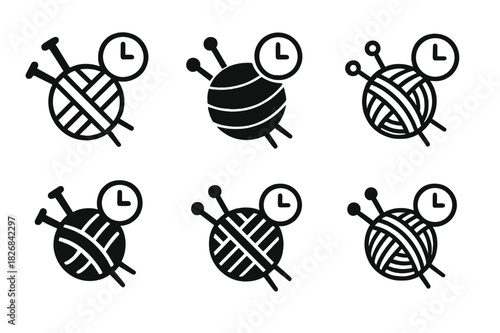 Creative Hobby Logos. setting aside time for hobbies like painting or knitting. Icon set. Set Logo of setting aside time for hobbies like painting or knitting: