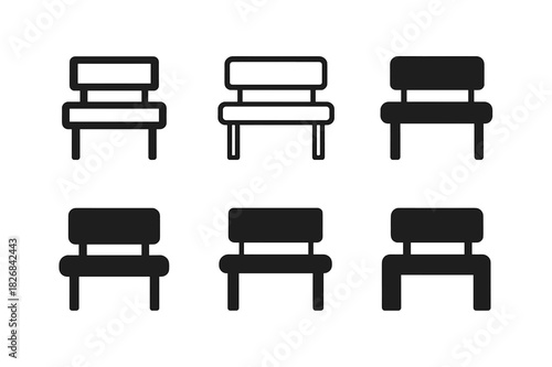 Stylish Hallway Icons. Designing a stylish hallway. Icon set. Set Logo of hallway bench. harmonious logo variations of the same emblematic concept (Abstract