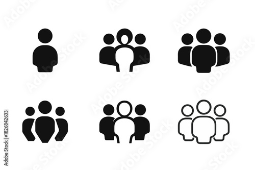 Organizational Change Icons. Guiding organizations through organizational change and transformation. Icon set. Set Logo of organizational change: Human figure