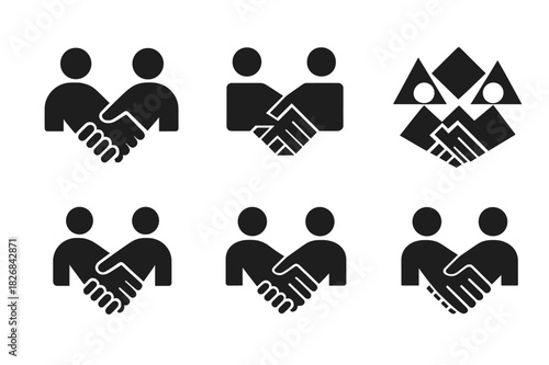 Cultural Exchange Logos. Cultural experience. Icon set. Set Logo of cultural experience: cultural exchange handshake. harmonious logo variations of the same