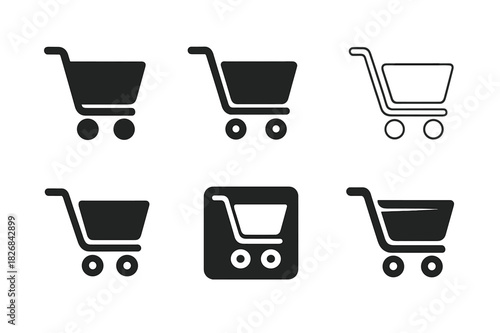 Cart Logo Variations. Cart. Icon set. Set Logo of cart: delivery cart on wheels. harmonious logo variations of the same emblematic concept, each with different