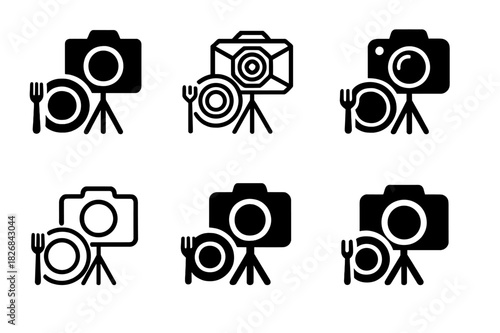 Traditional Cuisine Icons. Food culture and traditional cuisine photography. Icon set. Set Logo of food culture and traditional cuisine photography: