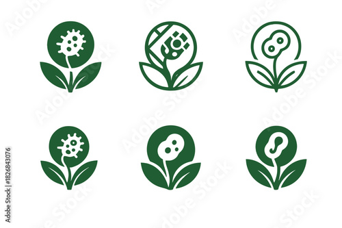 Cellular Regeneration Logos. life extension through cellular regeneration. Icon set. Set Logo of life extension through cellular regeneration: