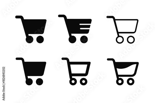 Cart Logo Variations. Cart. Icon set. Set Logo of cart: delivery cart on wheels. harmonious logo variations of the same emblematic concept, each with different