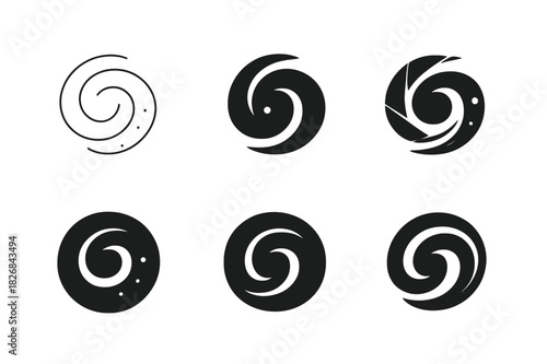 Cosmic Logo Variations. cosmic view. Icon set. Set Logo of cosmic view: astronaut in space. harmonious logo variations of the same emblematic concept, each