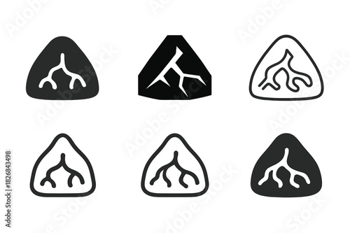 Nest Logo Variations. Nest. Icon set. Set Logo of nest: ant nest mound with tunnel cross-section. harmonious logo variations of the same emblematic concept,
