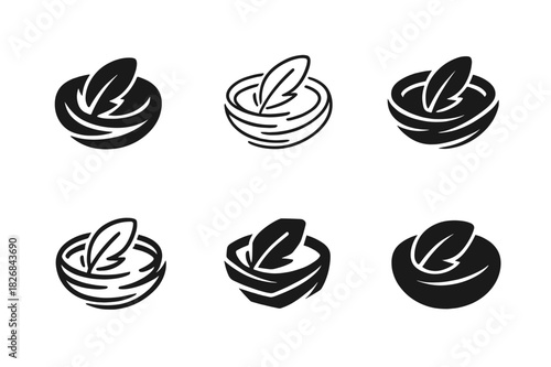 Nest Logo Variations. Nest. Icon set. Set Logo of nest: ant nest mound with tunnel cross-section. harmonious logo variations of the same emblematic concept,