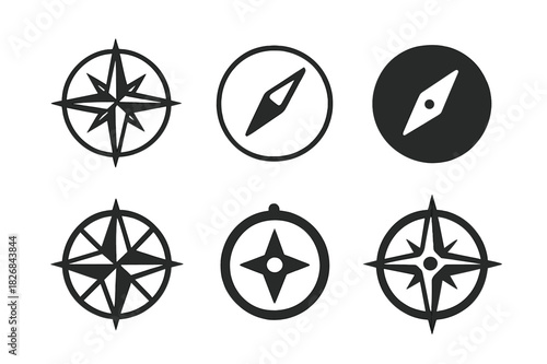 Travel Gear Logos. travel gear. Icon set. Set Logo of travel gear: hiking boots. harmonious logo variations of the same emblematic concept, each with different