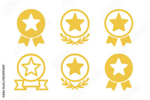 Top Performer Logos. Top performer award. Icon set. Set Logo of top performer award: award podium with star. harmonious logo variations of the same emblematic
