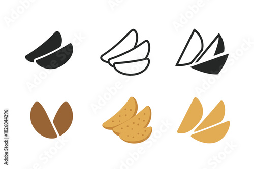 Potato Logo Variations. Potato. Icon set. Set Logo of Potato: Potato Wedges. harmonious logo variations of the same emblematic concept, each with different